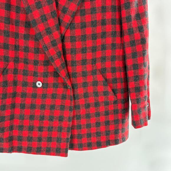 Freedberg of Boston Plaid Double Breasted Blazer 6 Red Gray Wool Jacket Academia - Picture 3 of 10
